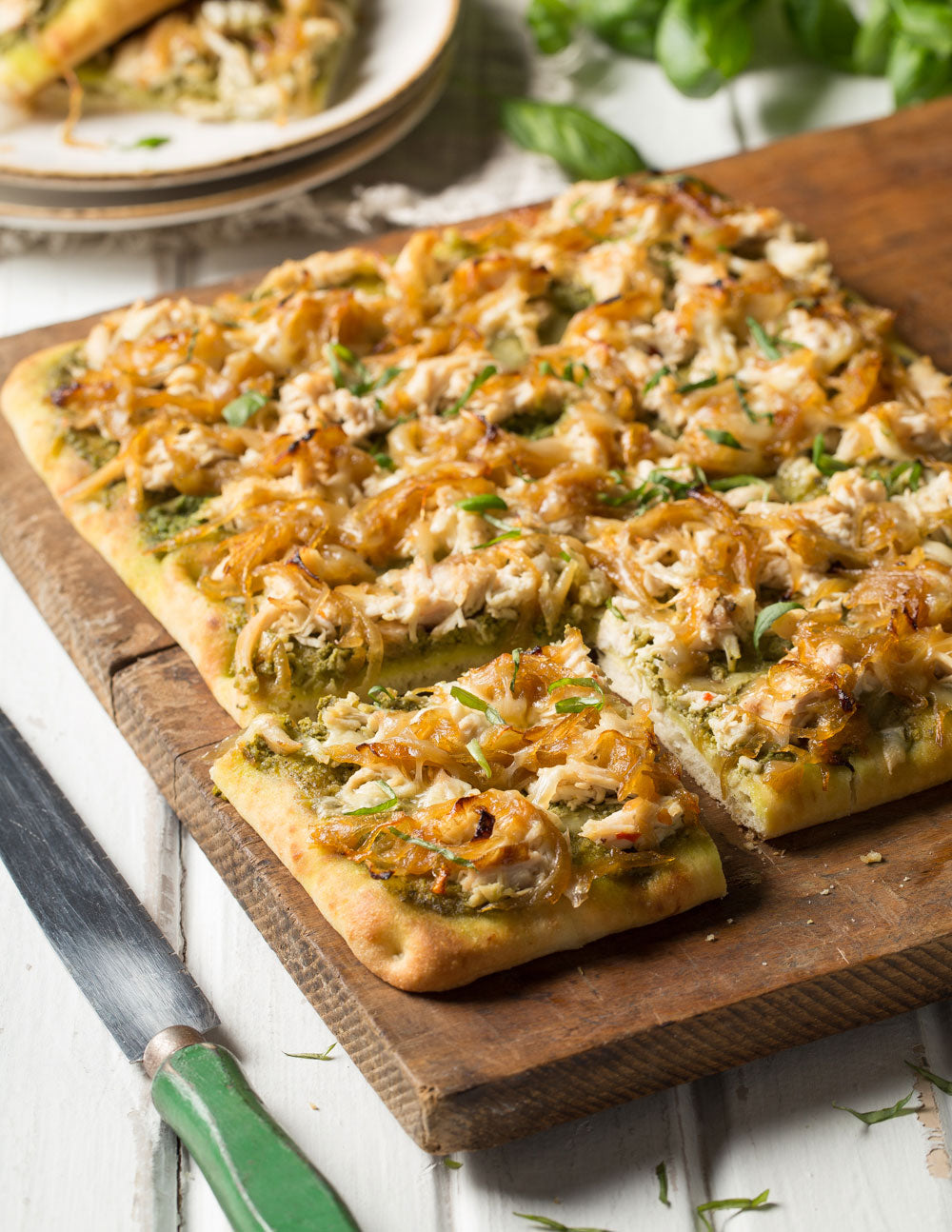 Caramelized Onion and Pesto Chicken Flatbread
 &ndash; Sunrise Poultry