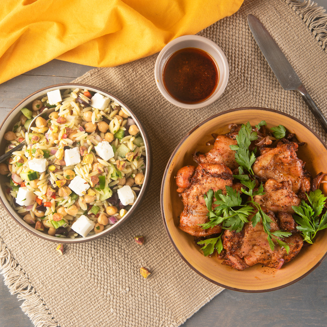 Baharat Chicken with Orzo Salad image